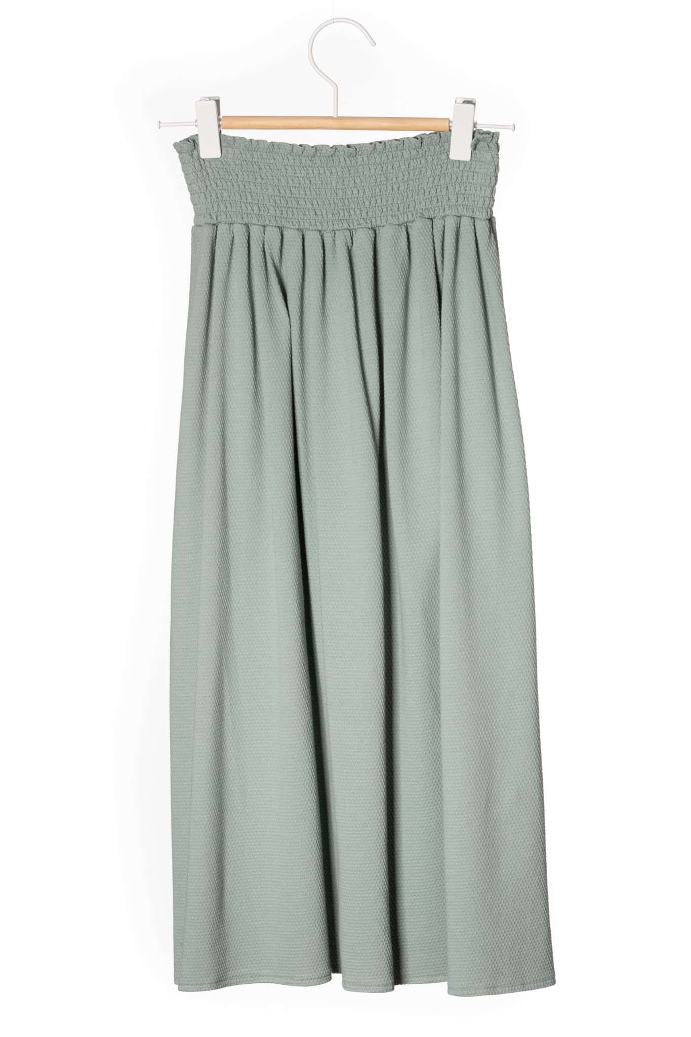 Jupe mi-longue en coton bio SUNY MIDI PLUMETIS vert sauge