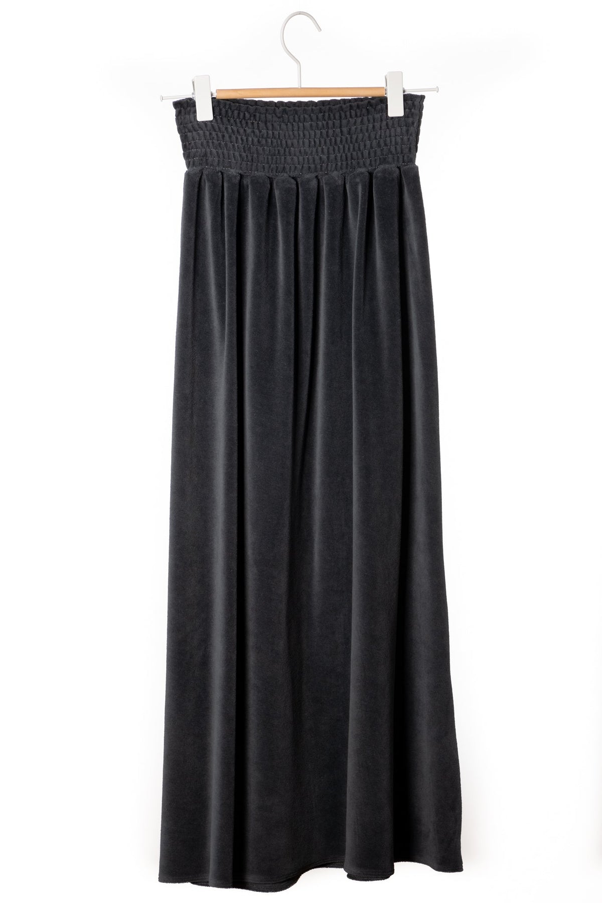 Suny minuit jupe longue velours 100% coton bio anthracite 