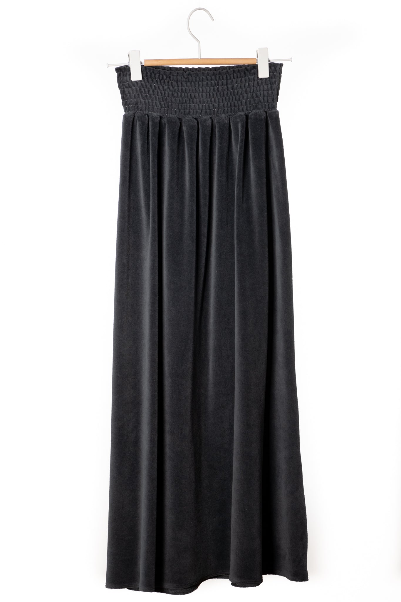 Suny minuit jupe longue velours 100% coton bio anthracite