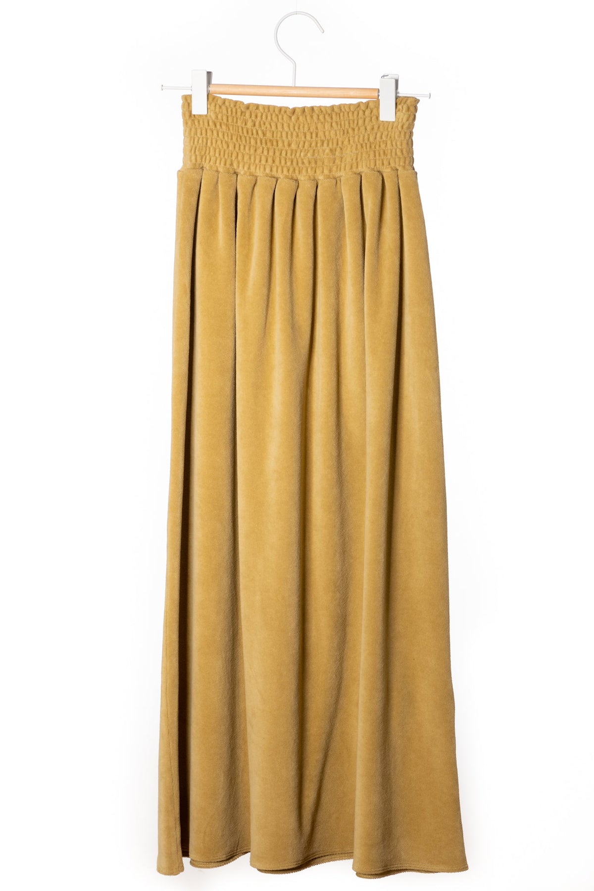 Suny minuit jupe longue velours 100% coton bio bronze terre jaune