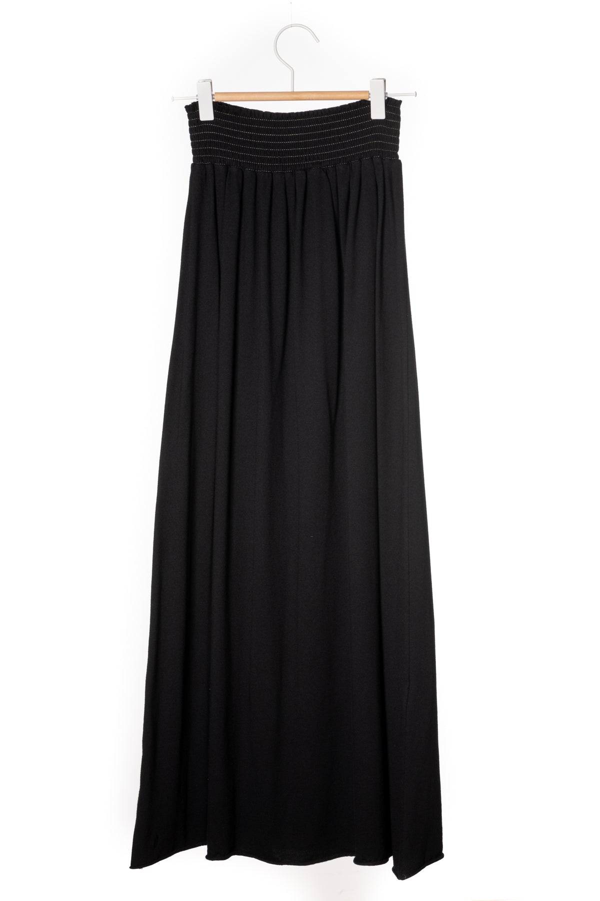 jupe longue en coton bio ceinture élastiquée noire