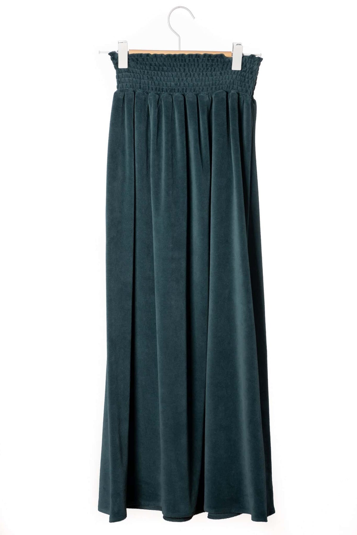 Suny minuit jupe longue velours 100% coton bio vert canard