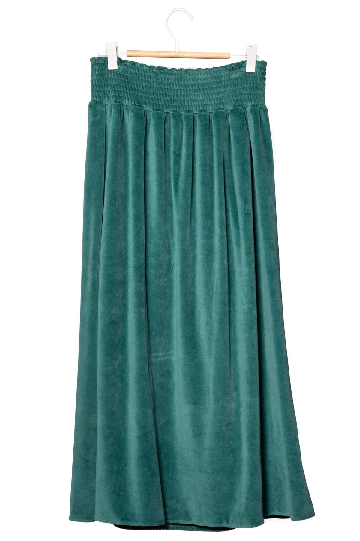 Suny minuit jupe longue velours 100% coton bio vert pin
