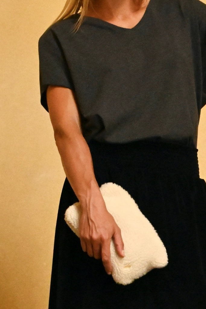 Petite Trousse DENISE fourre tout en moumoute upcyclé