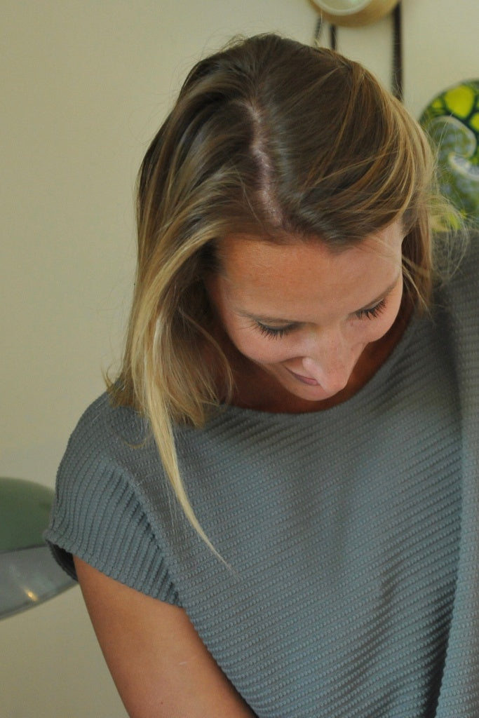 T shirt femme manche courte coupe droite uni coton bio GOTS eco responsable col rond évasé gris kaki, gris, kaki, vert doux, gris vert