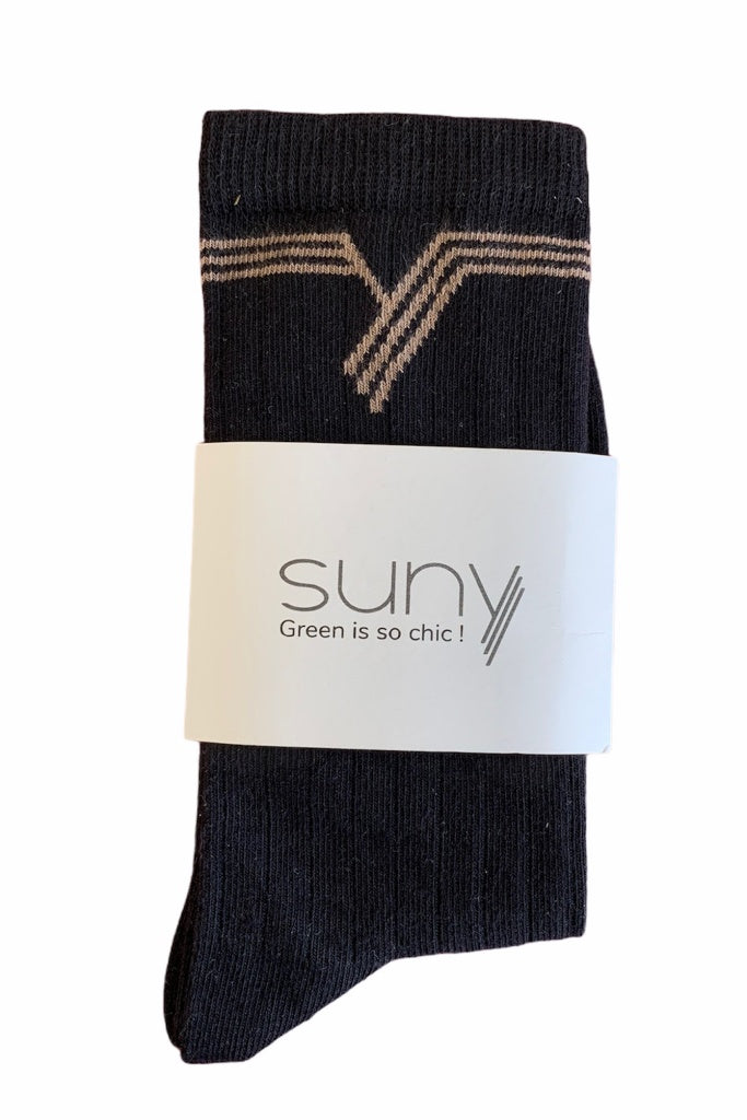 Chaussette en coton bio femme de couleur noir