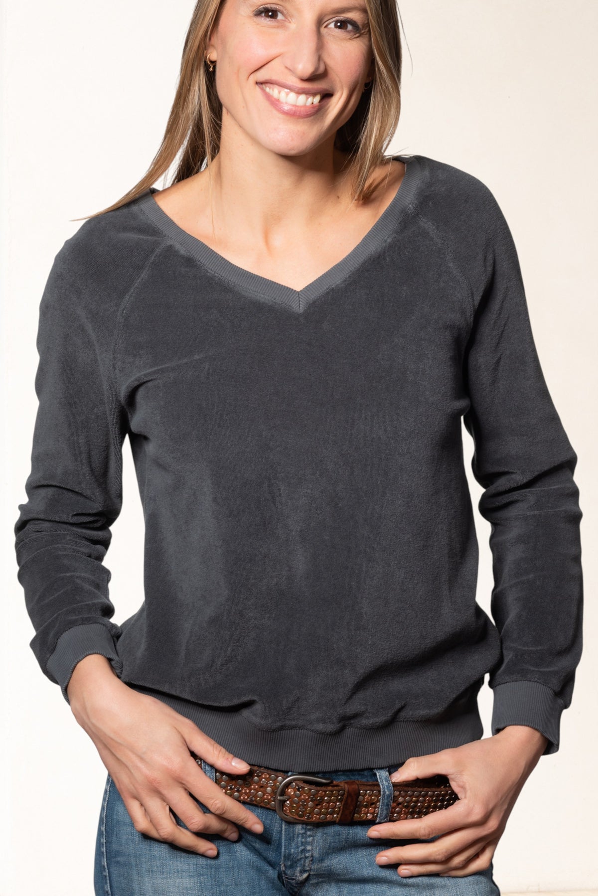 Sweat en éponge bouclette bio SWEET V SUNY anthracite