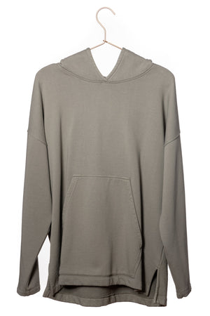 Sweat capuche femme coton bio certifié GOTS hoodie en molleton bio oversize vareuse gris kaki, gris, kaki, vert doux, gris vert 