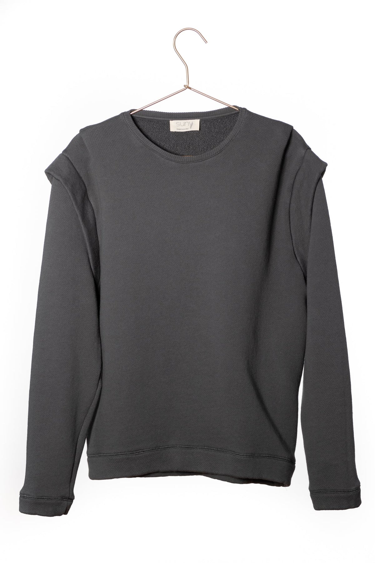 Britt sweat shirt teint en pièce écologique épaulette femme éthique anthracite