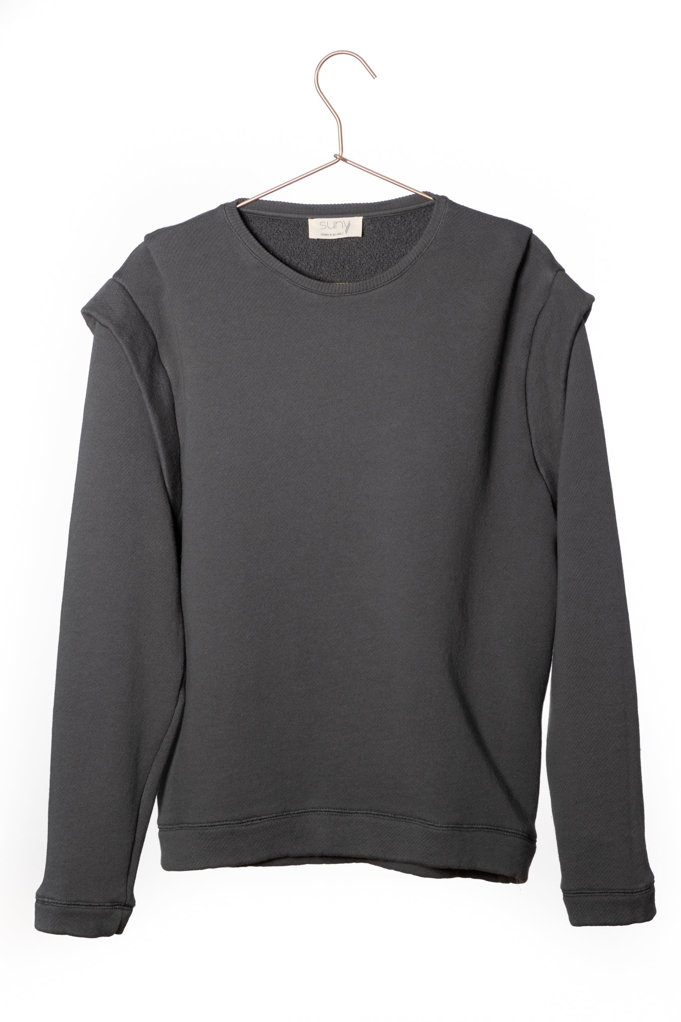 Britt sweat shirt teint en pièce écologique épaulette femme éthique anthracite