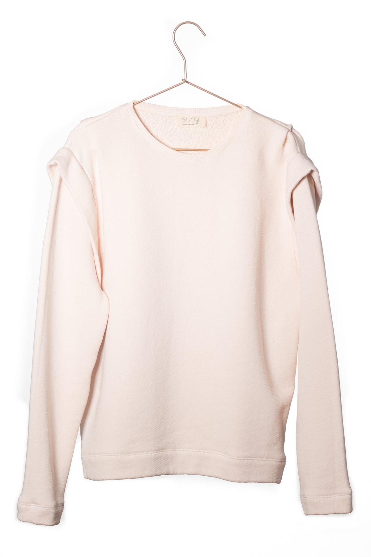 Britt sweat shirt teint en pièce écologique épaulette femme éthique rose poudre