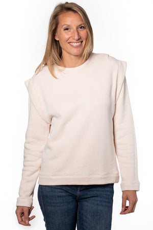 Britt sweat shirt teint en pièce écologique épaulette femme éthique rose poudre