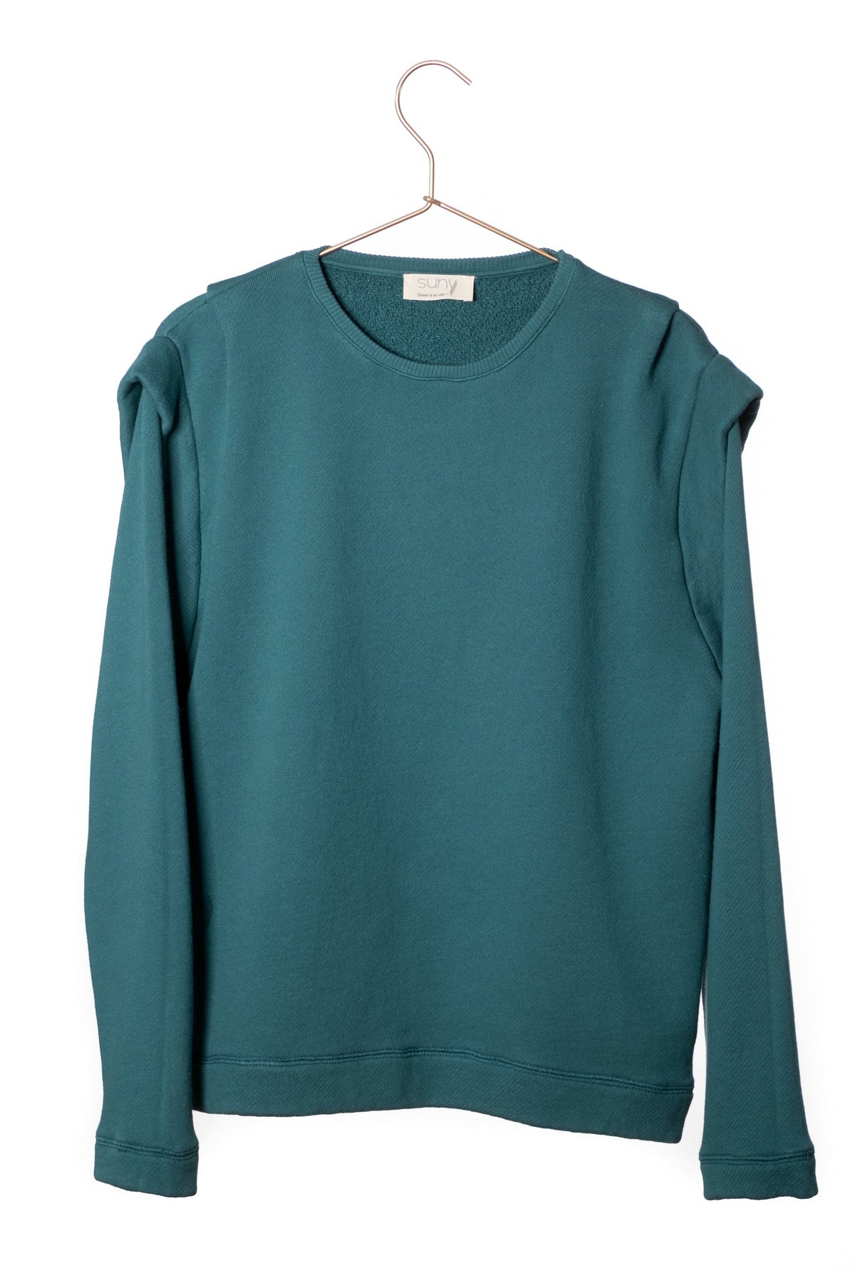 Britt sweat shirt teint en pièce écologique épaulette femme éthique vert pin