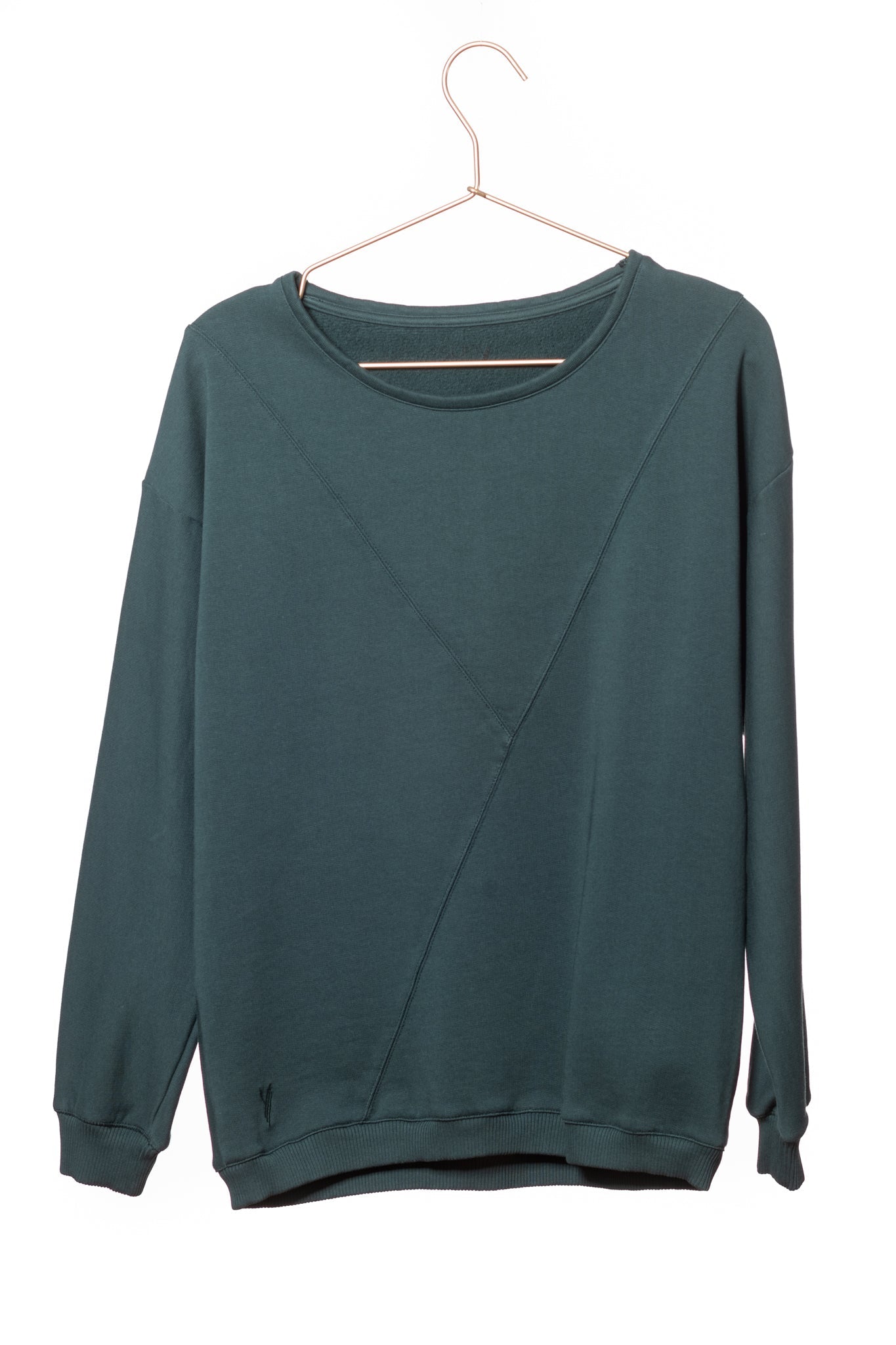 ull sweat ajusté col rond pour femme en coton bio GOTS eco responsable marque suny  vert foncé