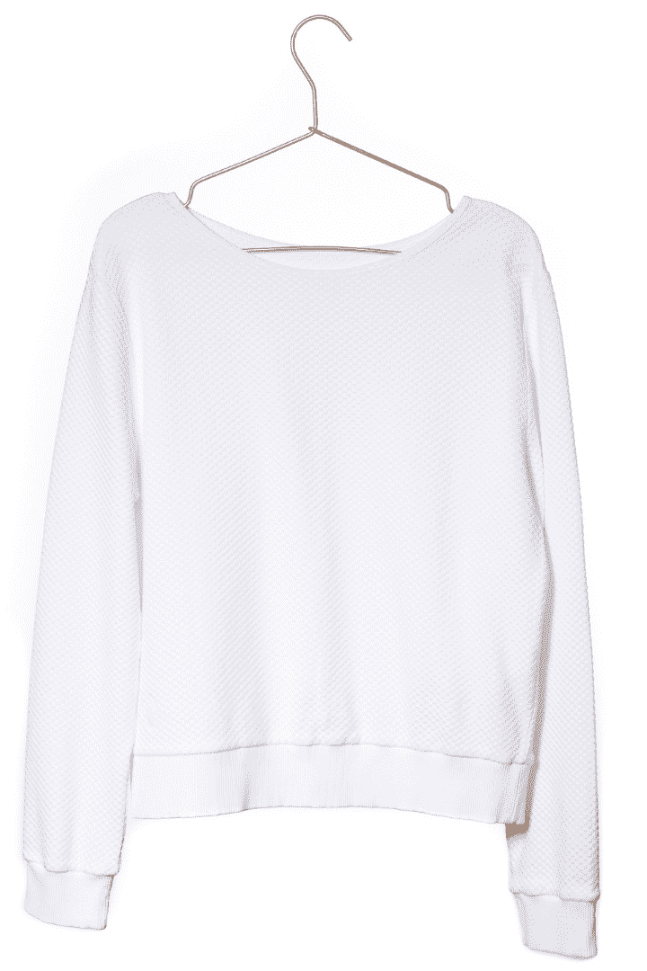 Pull femme manche longue col évasé ajusté en coton bio certifié GOTS Blanc beige, blanc cassé, beige, écru, blanc pâle