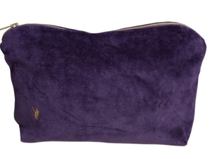 trousse de toilette en velours lisse et bio violette