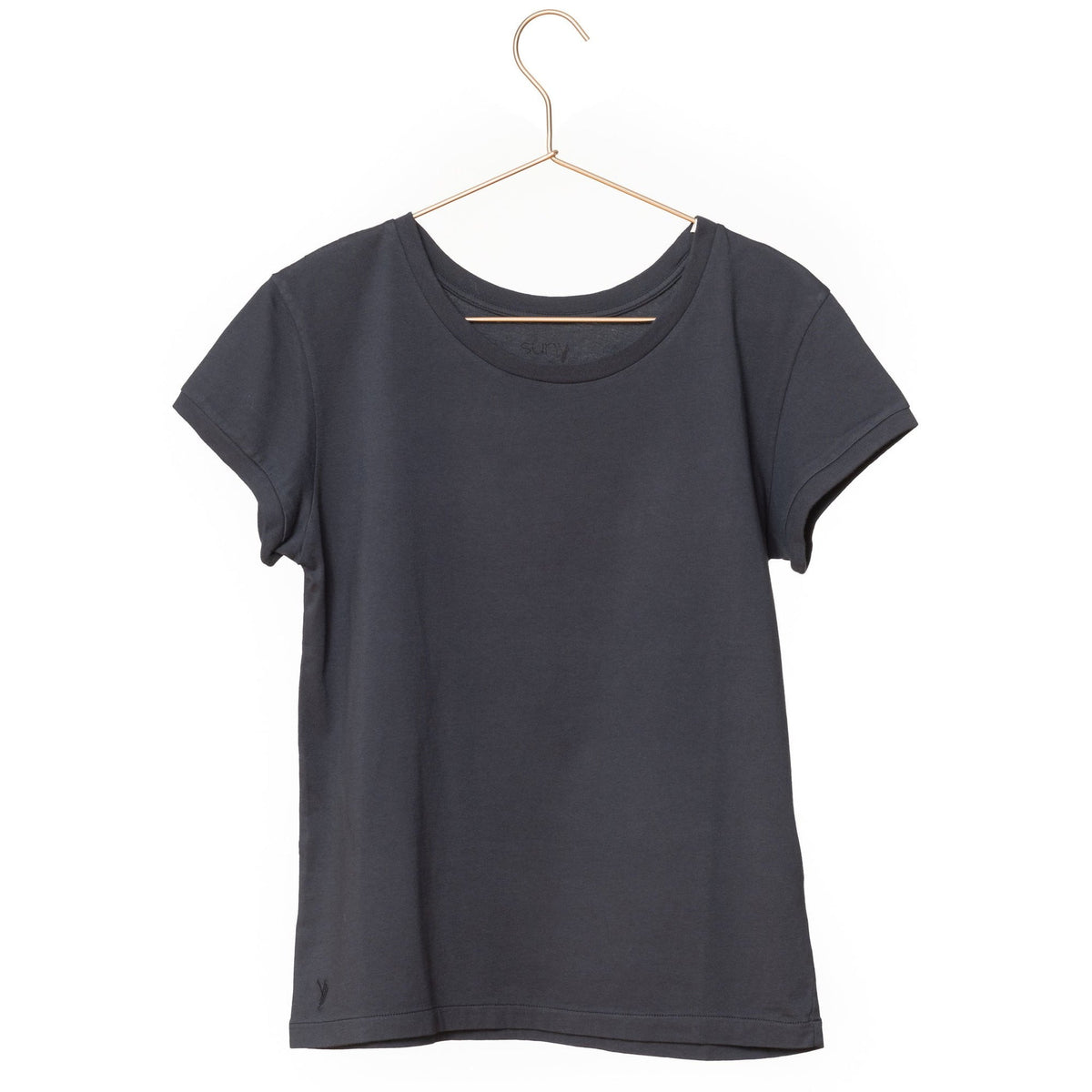 T shirt unisexe col rond manche courte coton bio souple forme droite noir uni suny