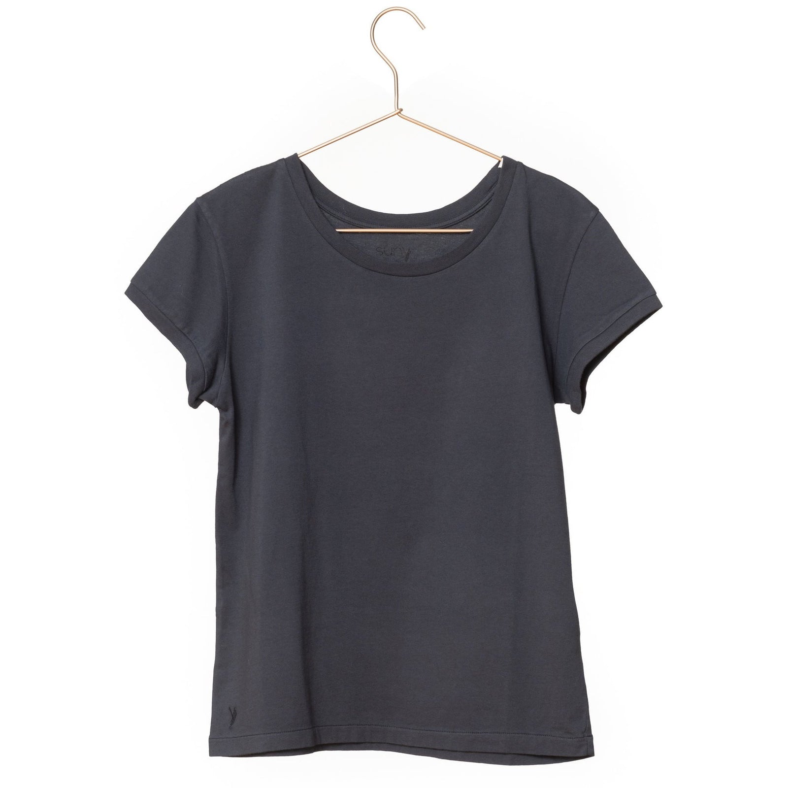 T shirt unisexe col rond manche courte coton bio souple forme droite noir uni suny