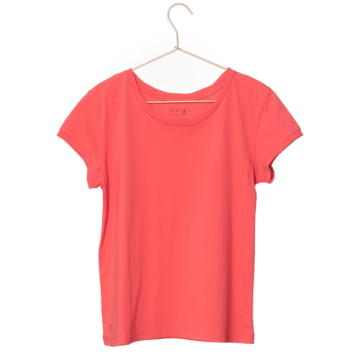 T shirt unisexe col rond manche courte coton bio souple forme droite rouge uni suny