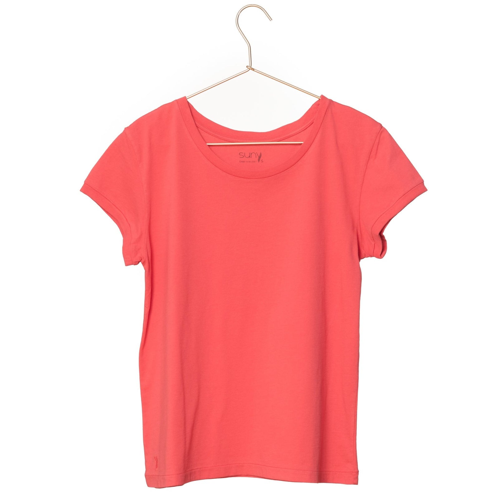 T shirt unisexe col rond manche courte coton bio souple forme droite rouge uni suny