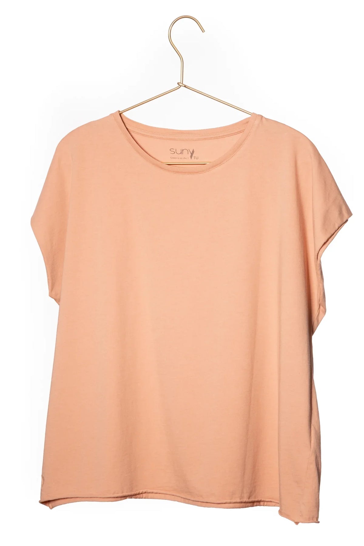 Tee shirt femme manche courte rock court et ample en coton bio GOTS éco responsable sans couture oversize col rond rose des sables, rose doux, rose corail, rose brun, rose orange, vieux rose, rose ancien, rose beige, rose caramel