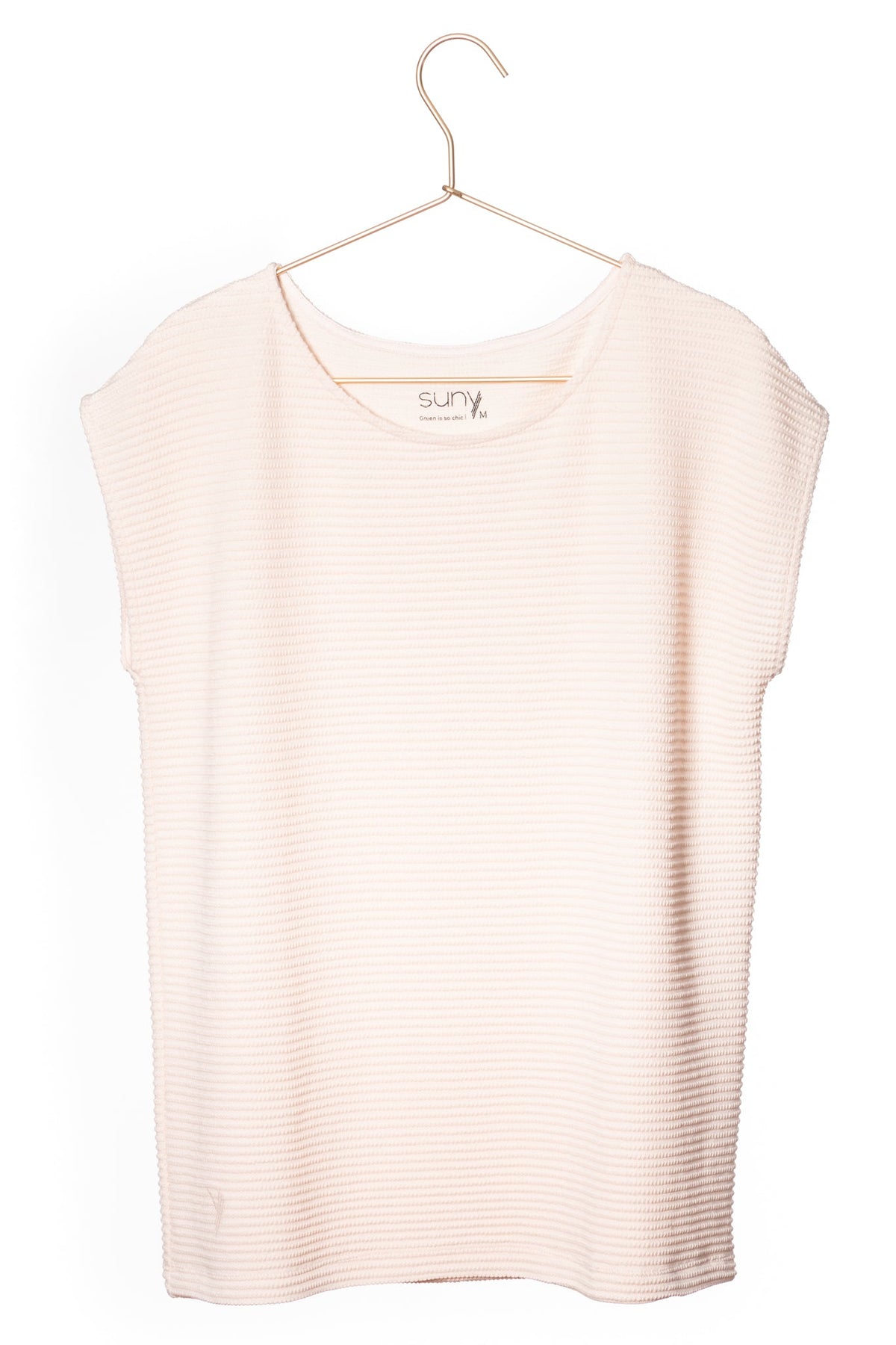 T shirt femme manche courte coupe droite uni coton bio GOTS eco responsable col rond évasé rose poudre, rose pâle, blanc rosé, écru, rose clair