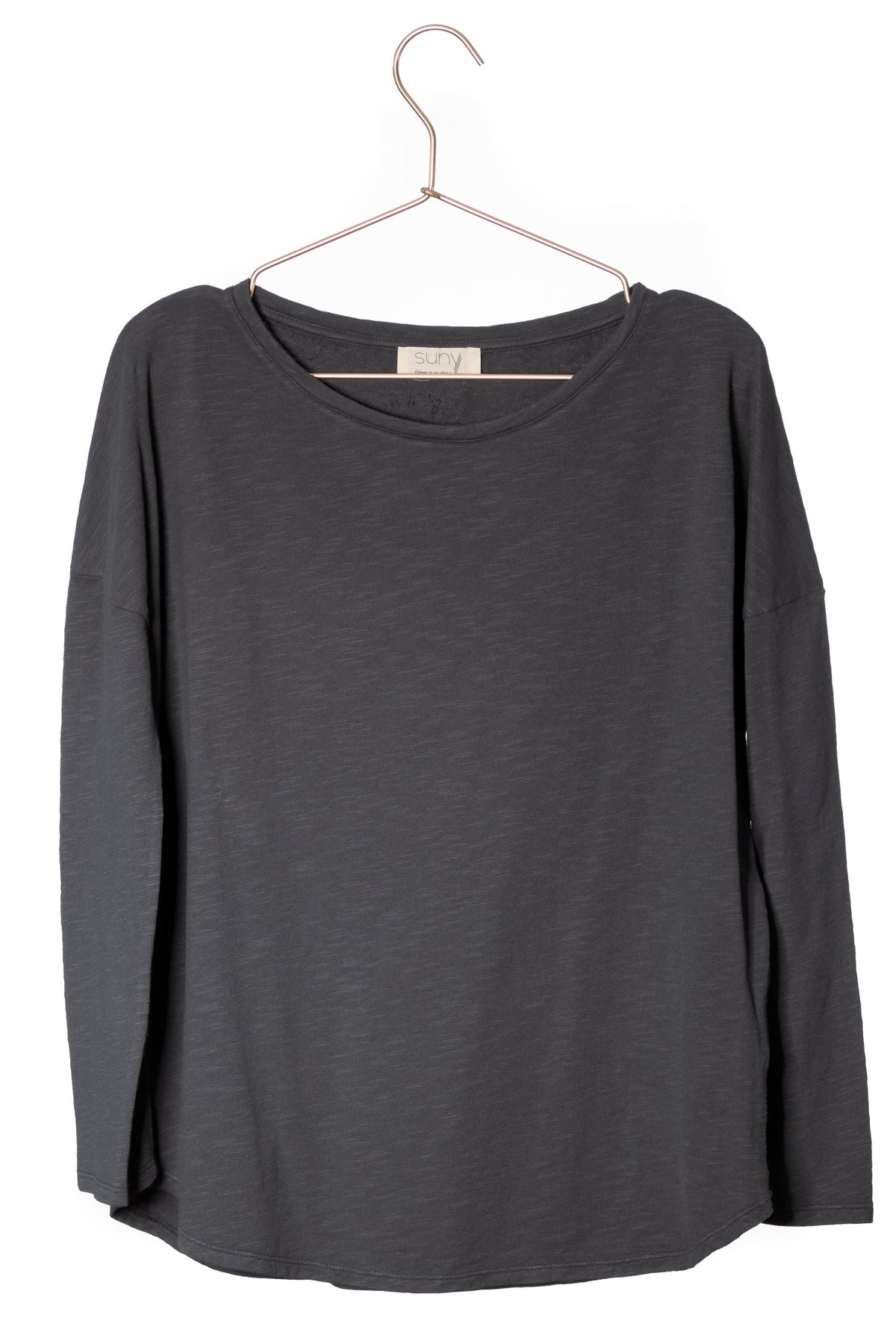 Extra suny doux tee shirt col rond femme écoresponsable label GOTS anthracite