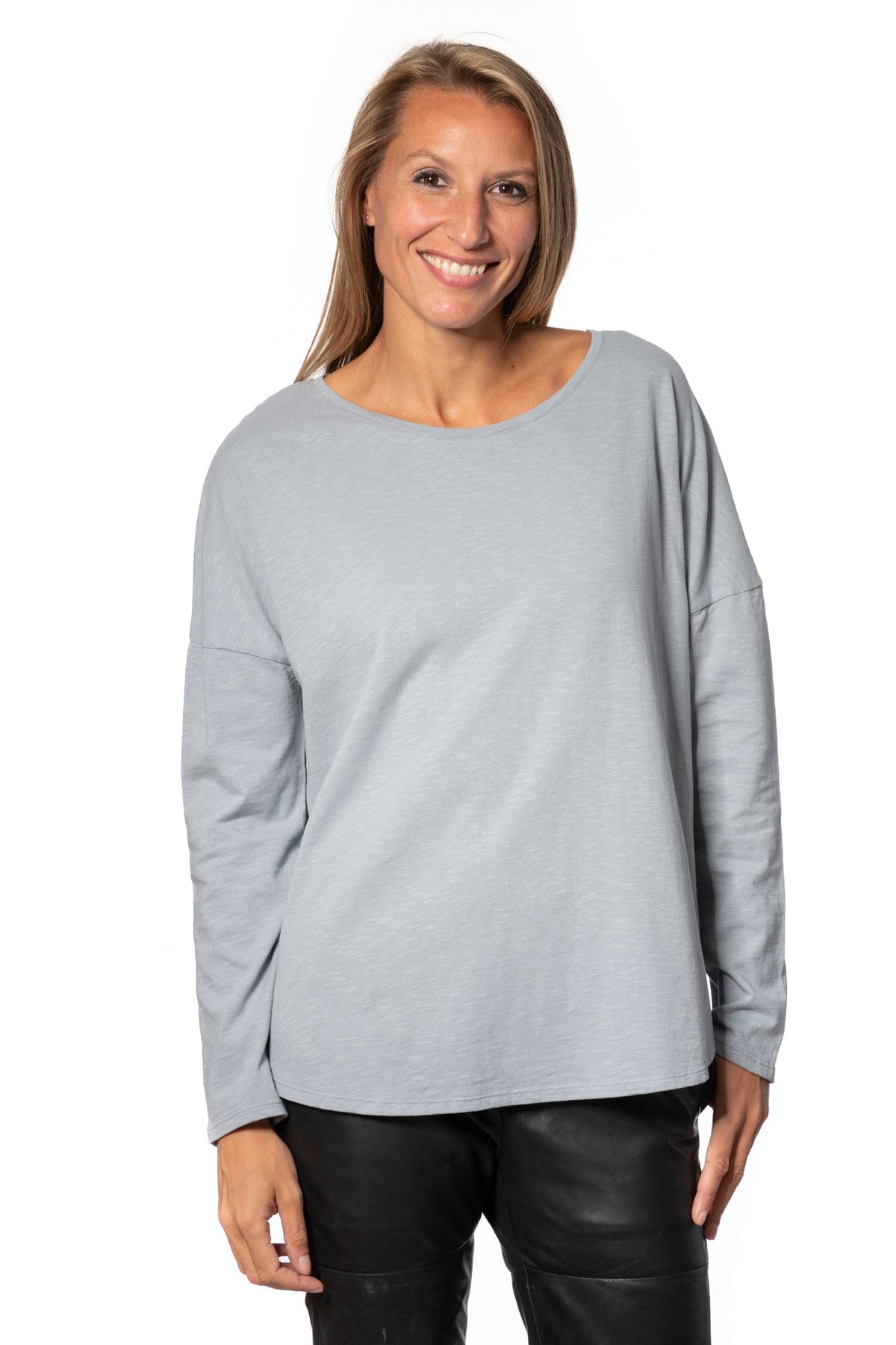 Extra suny doux tee shirt col rond femme écoresponsable label GOTS gris clair