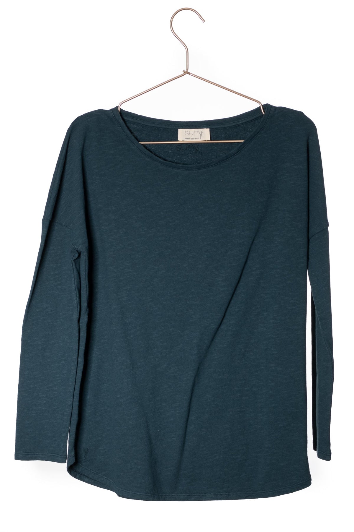 Extra suny doux tee shirt col rond femme écoresponsable label GOTS vert canard