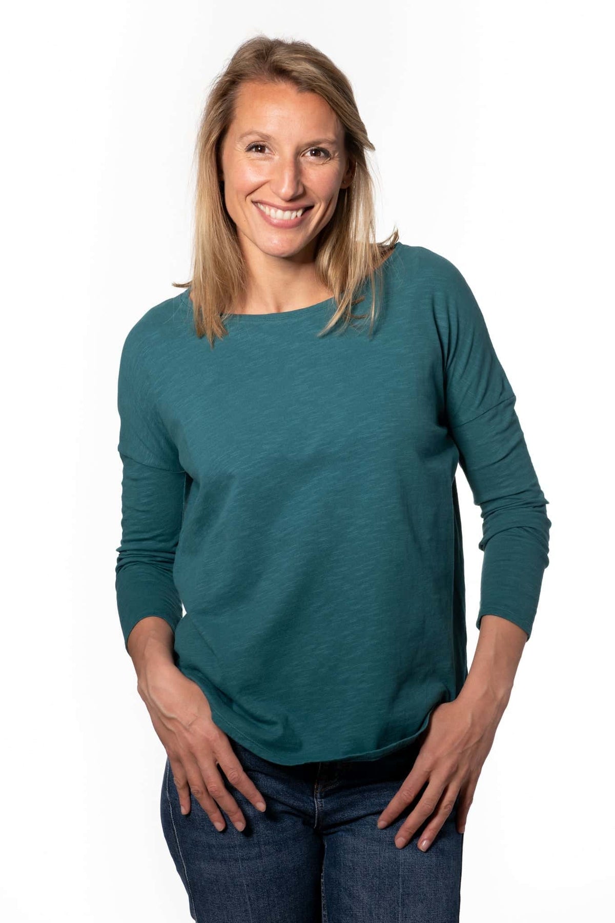 Extra suny doux tee shirt col rond femme écoresponsable label GOTS vert pin