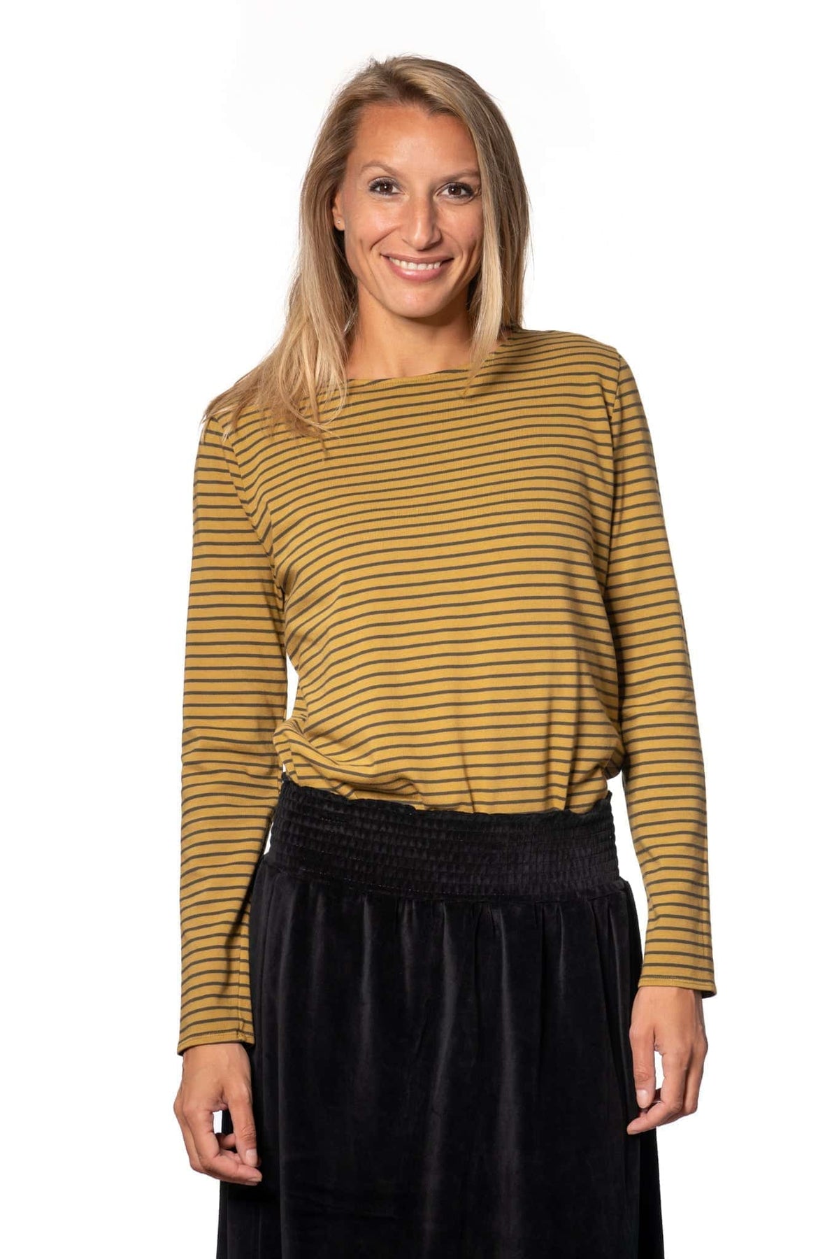 Navy suny marinière femme coton bio certifié GOTS bronze terre jaune