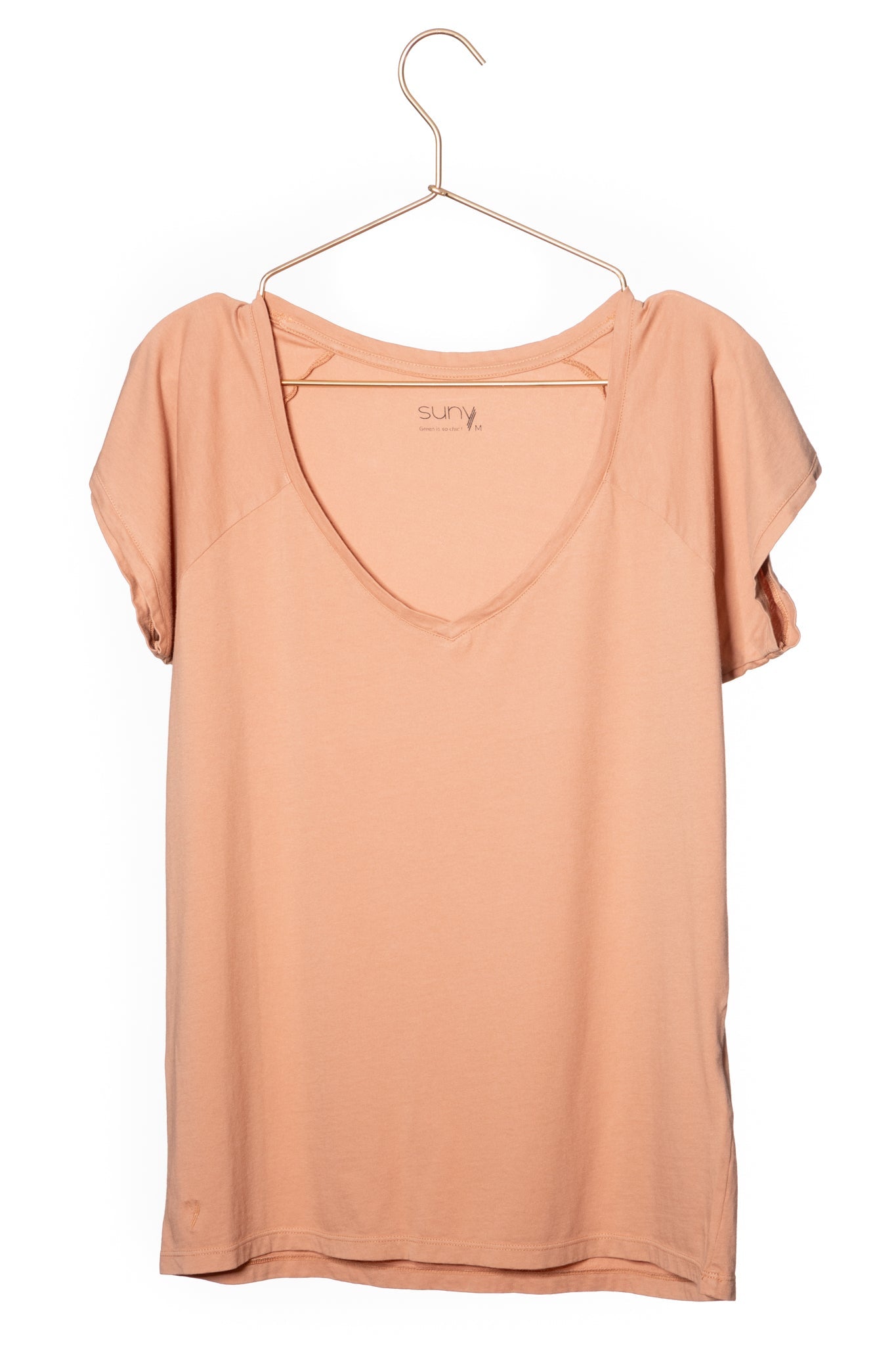Tee shirt femme manche raglante courte, en coton bio GOTS éco responsable col V rose des sables, rose doux, rose corail, rose brun, rose orange, vieux rose, rose ancien, rose beige, rose caramel