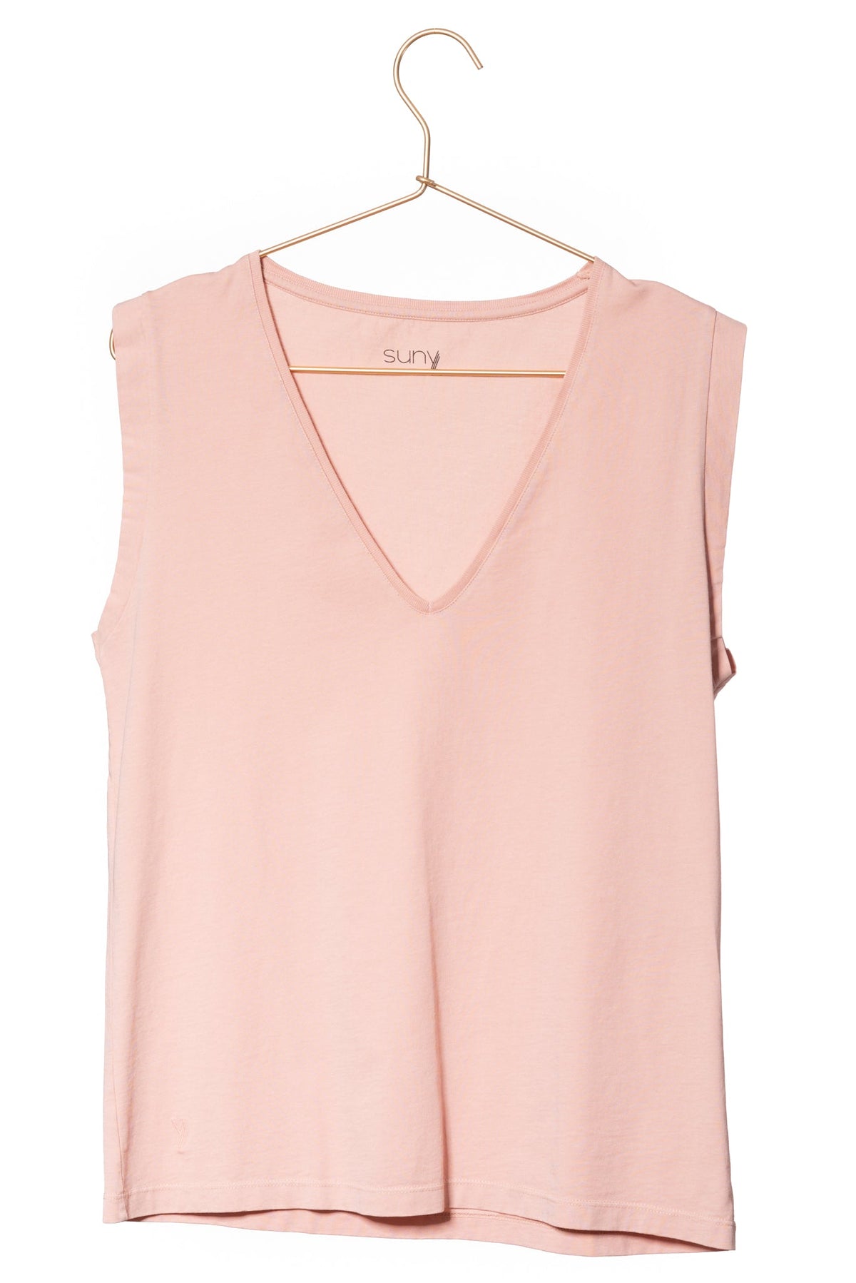 Tee shirt femme sans manche débardeur manche courte rock en coton jersey bio GOTS coupe droite, coupe ajustée, col V vieux rose, rose doux, rose beige, rose caramel  rose brun, rose 