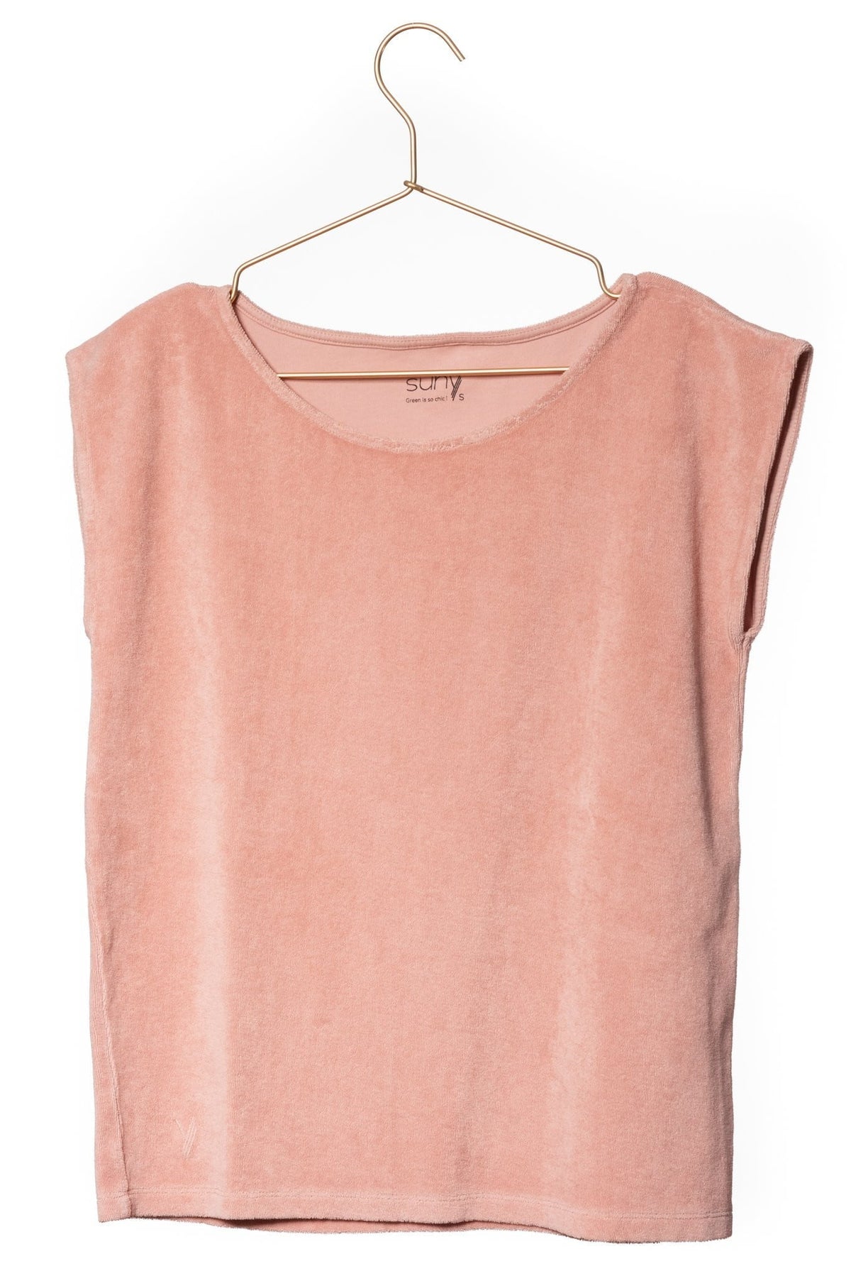  T shirt femme éponge bouclette manche courte coupe droite uni coton bio GOTS eco responsable col rond évasé vieux rose rose rose doux rose ancien rose pâle