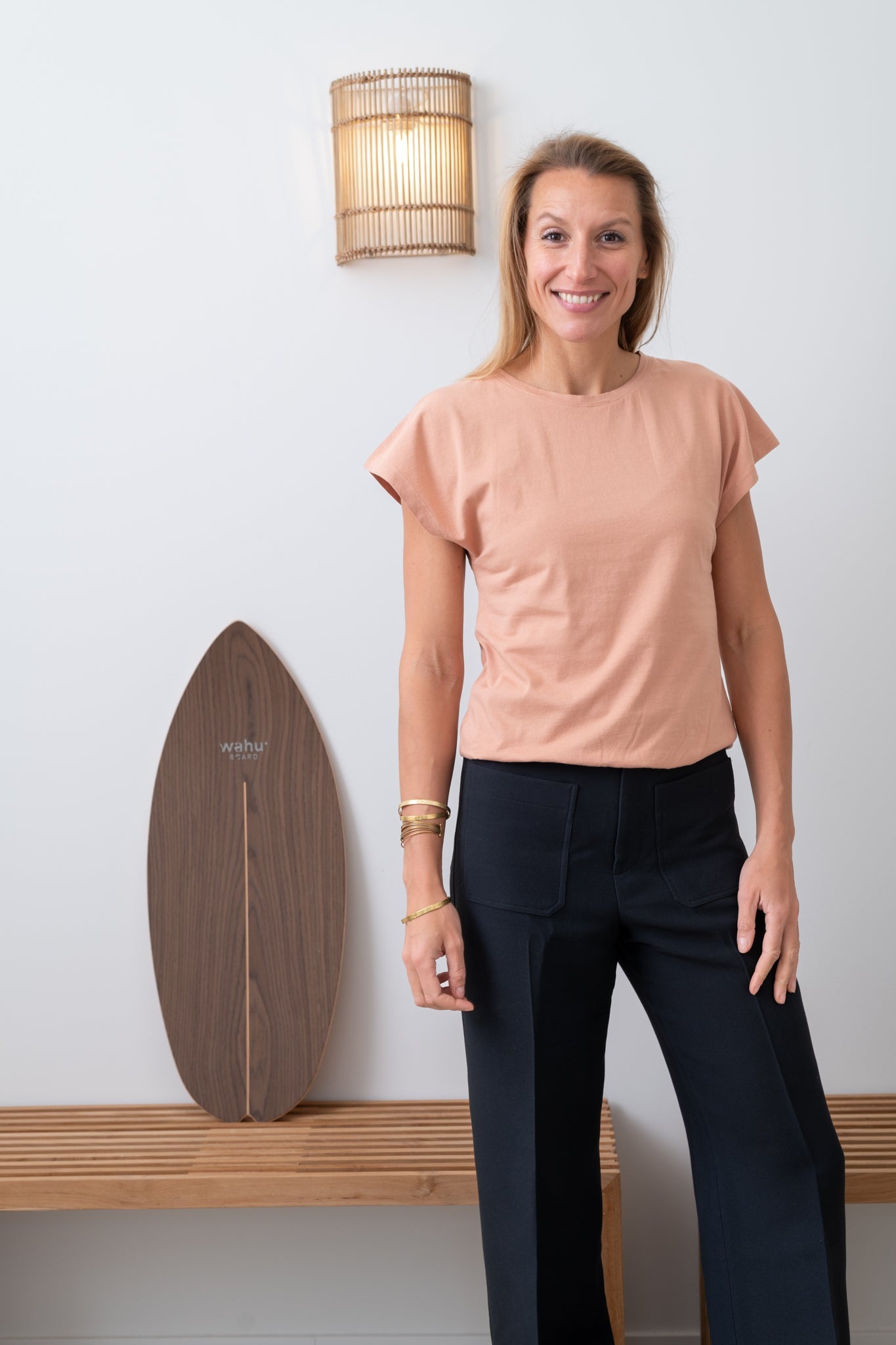 Tee shirt femme manche courte et volante forme droite, blousant et resserré en bas du corps coton bio GOTS, col rond rose des sables, rose doux, rose corail, rose brun, rose orange, vieux rose, rose ancien, rose beige, rose caramel