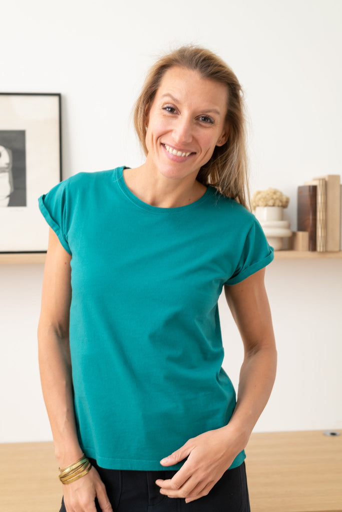 Tee shirt en coton bio SUPER SUNY vert émeraude suny