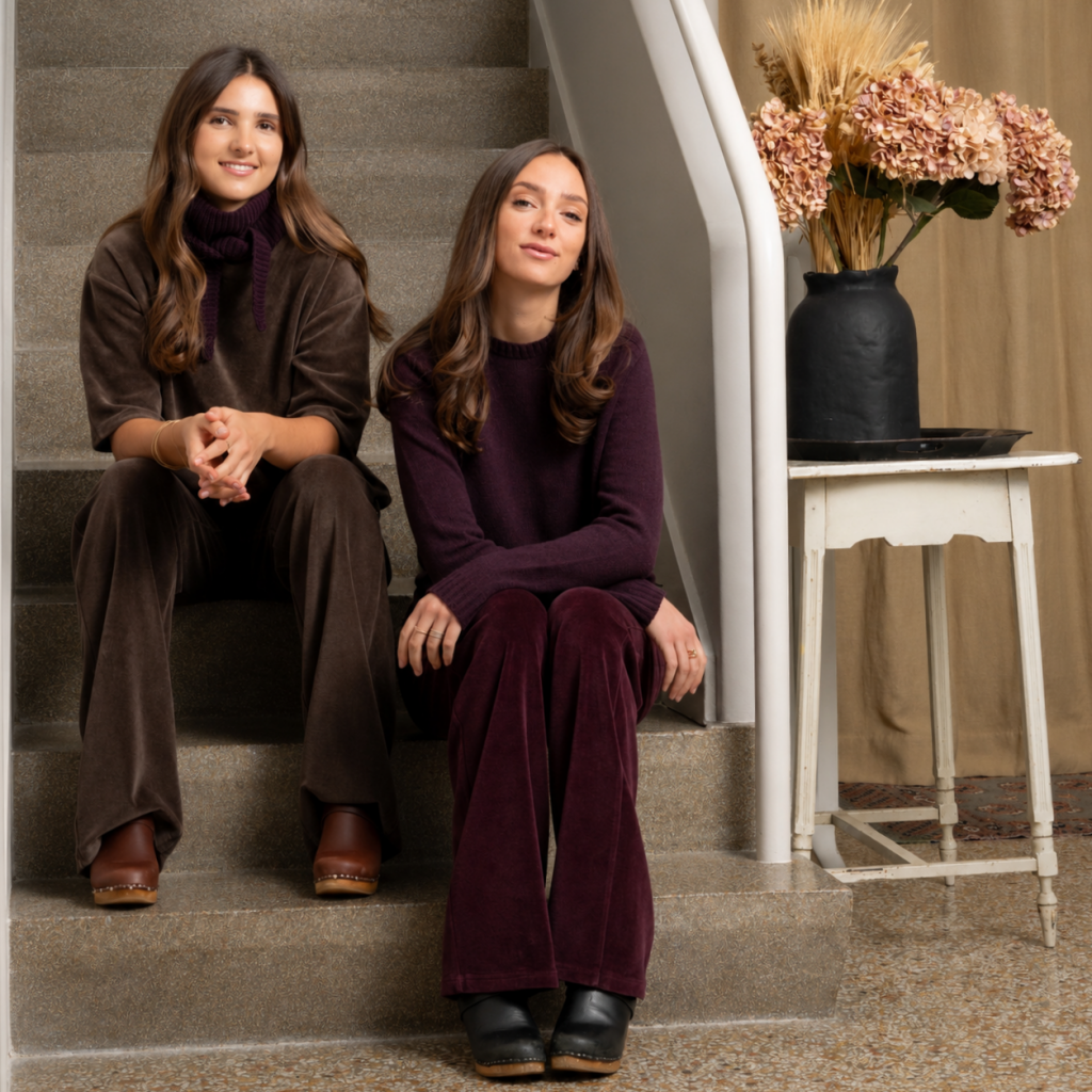 Beaux basiques femme Suny pour l’hiver en laine upcyclée, coton bio et velours bio GOTS