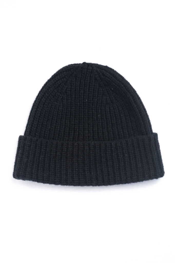 Bonnet Harper noir noir en laine douce, avec large revers et coupe parfaite, accessoire d’hiver unisexe Suny