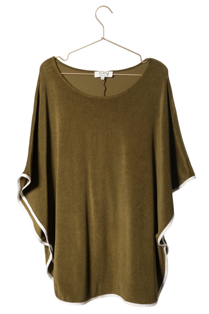 cape de bain piscine plage en éponge boucle bio vert kaki