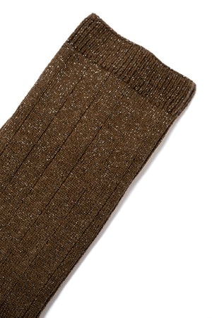 Chaussettes femme en coton bio COLETTE coloris café avec fils dorés, fabriquées en France par Suny