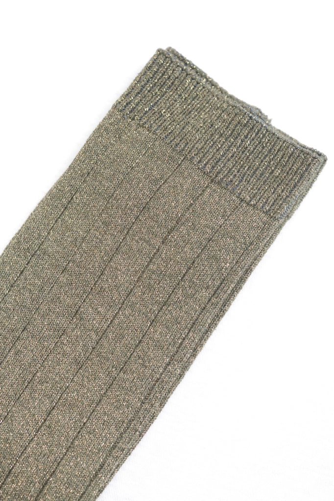 Chaussettes pailletées COLETTE gris kaki en coton bio – Suny