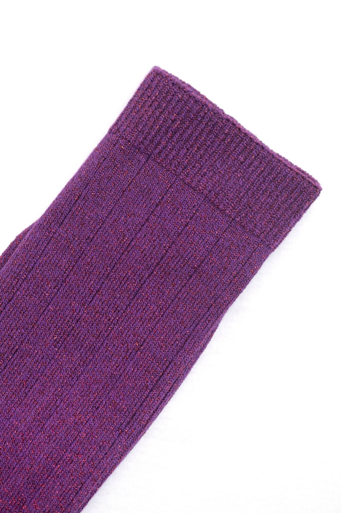 Chaussettes en coton bio COLETTE rose fuchsia – pailletées, fabriquées en France, Suny