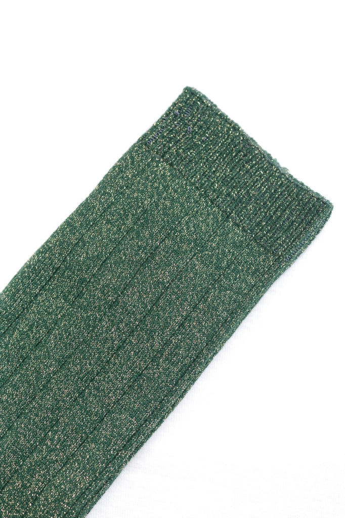 Chaussettes COLETTE vert d’hiver en coton bio pailleté – Suny