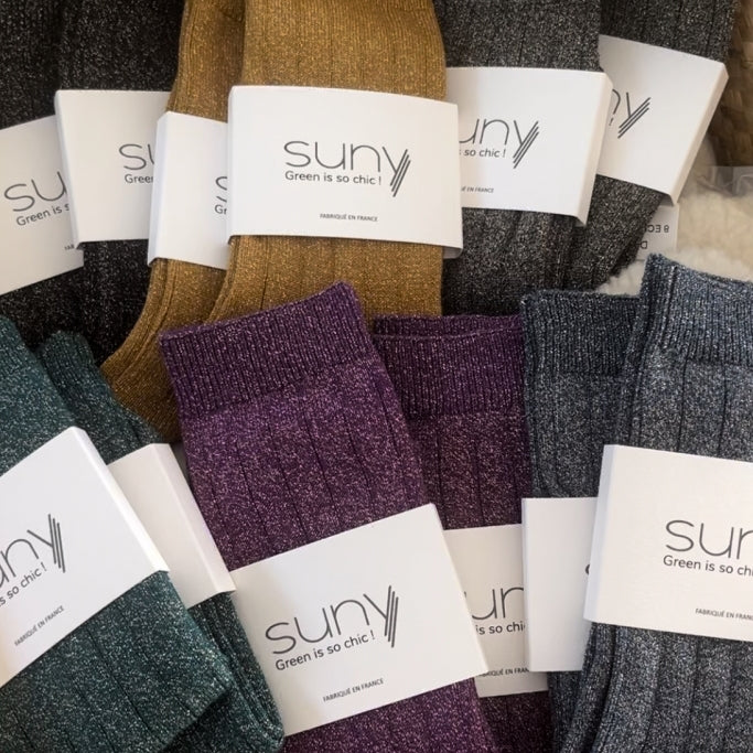 chaussette françaises coton et paillette suny