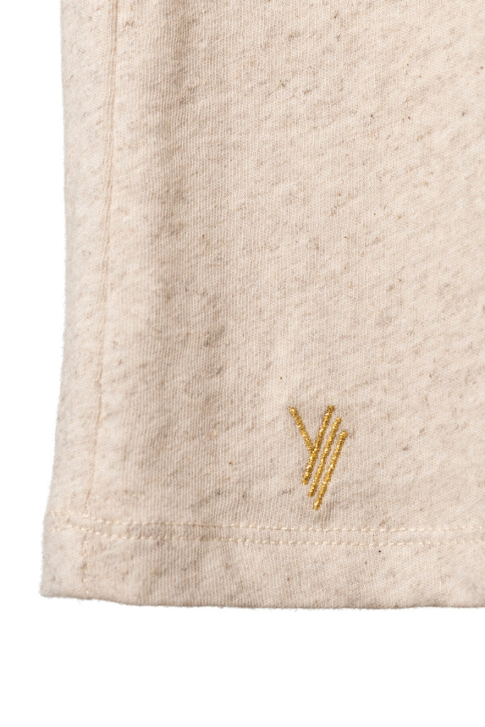 Tee shirt pour femme en coton upcyclé eco responsable à manche longue, oversize, col rond Extra suny ecru chiné