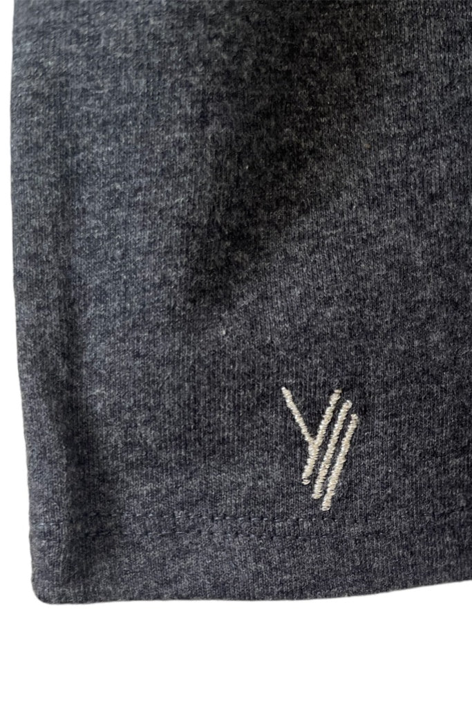 Tee shirt femme manche courte forme oversize coton upcyclé col V gris anthracite chiné