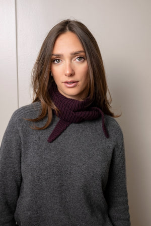 Mini écharpe JULES bordeaux chiné en laine upcyclée façon Sophie scarf Suny