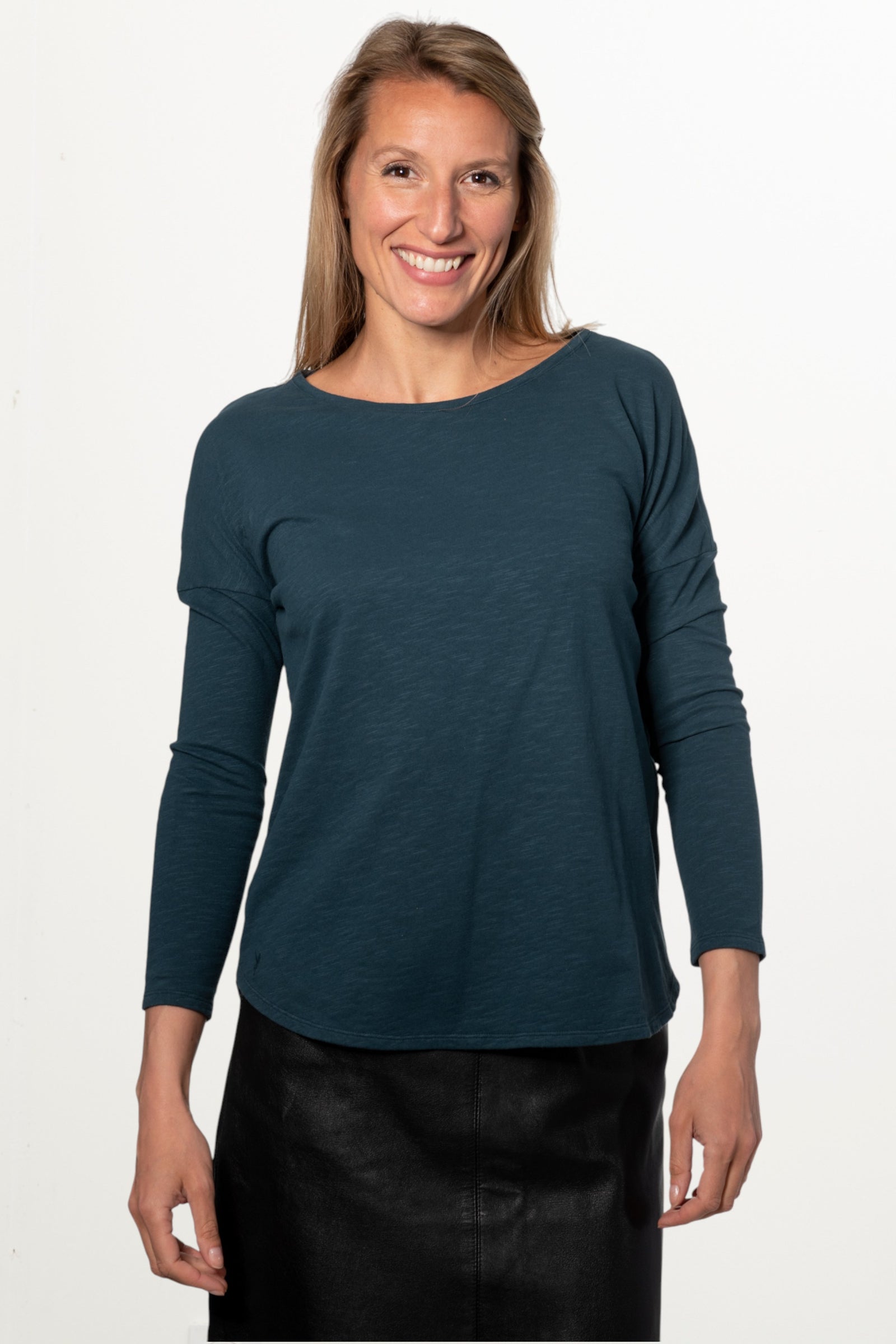 Extra suny doux tee shirt col rond femme écoresponsable label GOTS vert canard