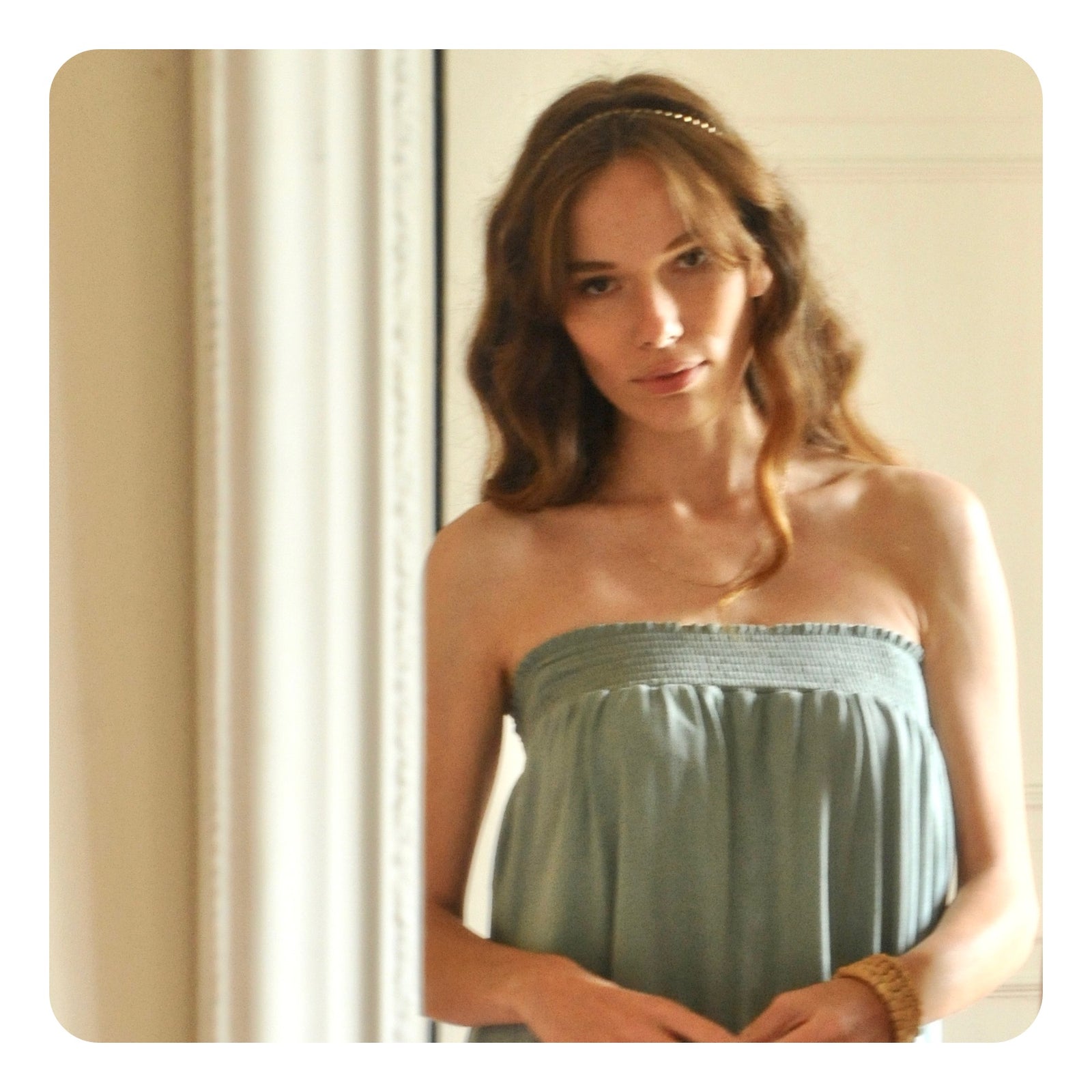 jupe robe bustier suny en coton bio vert sauge