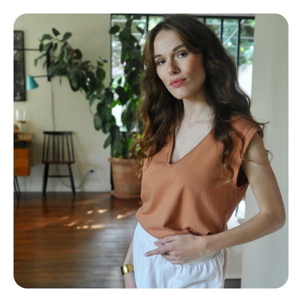 debardeur en coton bio caramel